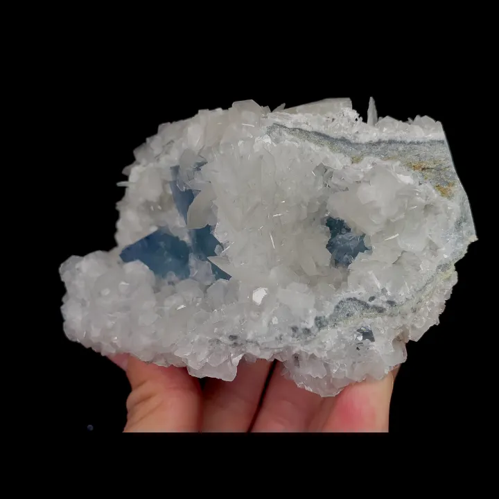Natural Blue Cube Fluorite and Calcite, Mineral Specimen: Yaogangxian,Hunan (105*70*55MM) - image 3