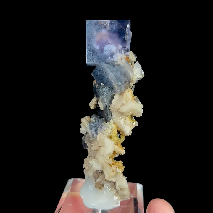 Natural Blue Cube Fluorite and Dolomite, Mineral Specimen:Yaogangxian,Hunan (25*35*75MM) image