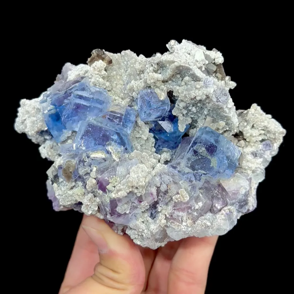 Natural Blue Cube Fluorite and Mica, Mineral Specimen: Inner Mongolia,China (120*65*70MM) image