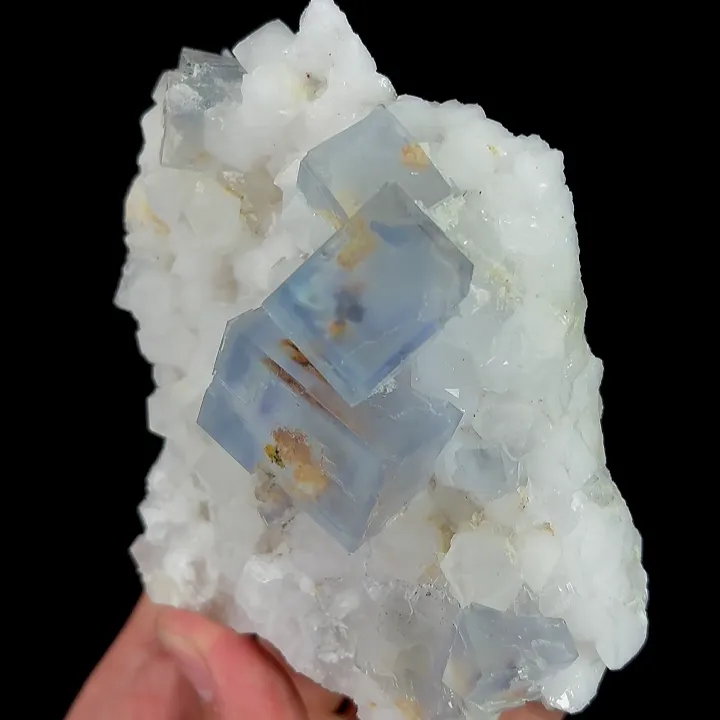 Natural Blue Cube Fluorite and Quartz, Mineral Specimen:Manaoshan,Hunan (110*85*45MM) - image 4
