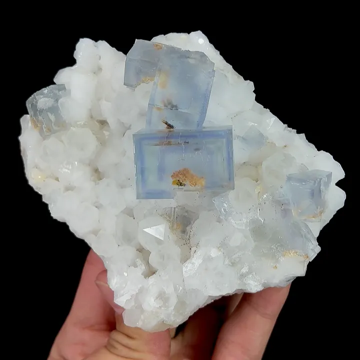 Natural Blue Cube Fluorite and Quartz, Mineral Specimen:Manaoshan,Hunan (110*85*45MM) image