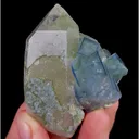 Natural Blue Cube Fluorite and Quartz Tower, Mineral Specimen:Yaogangxian,Hunan (45*55*25MM) - image 1