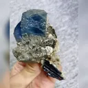 Natural Blue Cubic Fluorite and Arsenopyrite and Tourmaline Symbiosis comes from Yaogangxian,Hunan  90*60*50MM - image 2