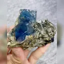 Natural Blue Cubic Fluorite and Arsenopyrite and Tourmaline Symbiosis comes from Yaogangxian,Hunan  90*60*50MM - image 4