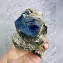 Natural Blue Cubic Fluorite and Arsenopyrite and Tourmaline Symbiosis comes from Yaogangxian,Hunan  90*60*50MM - image 3