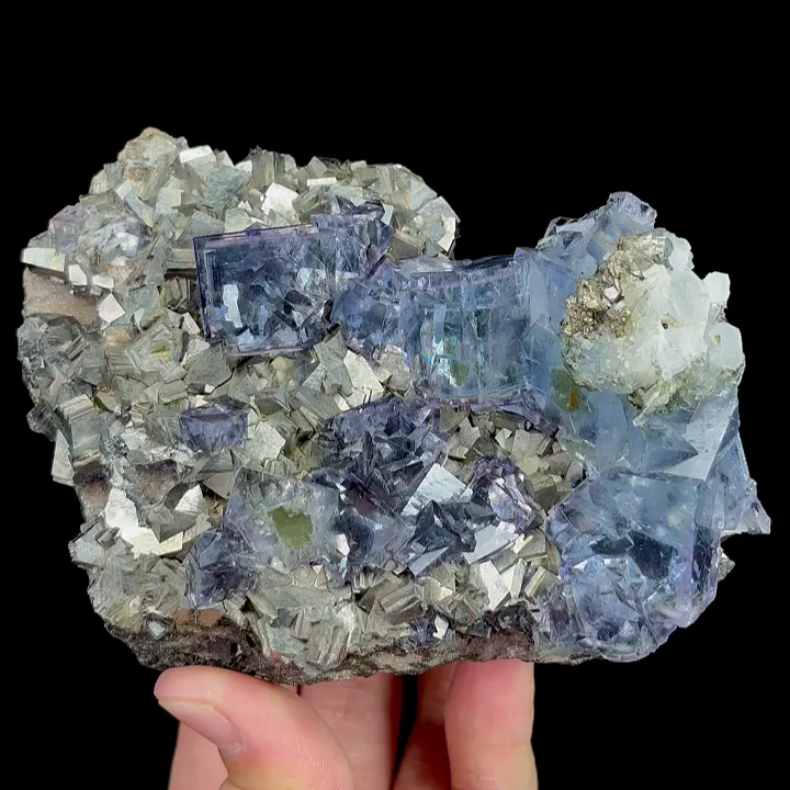 Natural Blue Cubic Fluorite and Arsenopyrite, Mineral Specimen: Yaogangxian,Hunan (115*90*60MM) - image 5