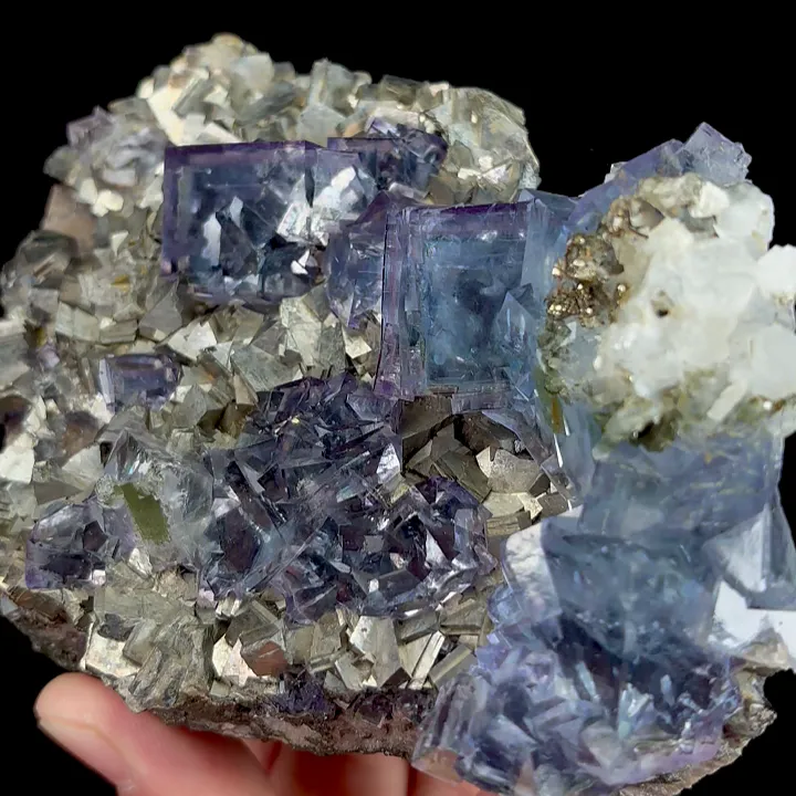 Natural Blue Cubic Fluorite and Arsenopyrite, Mineral Specimen: Yaogangxian,Hunan (115*90*60MM) - image 3