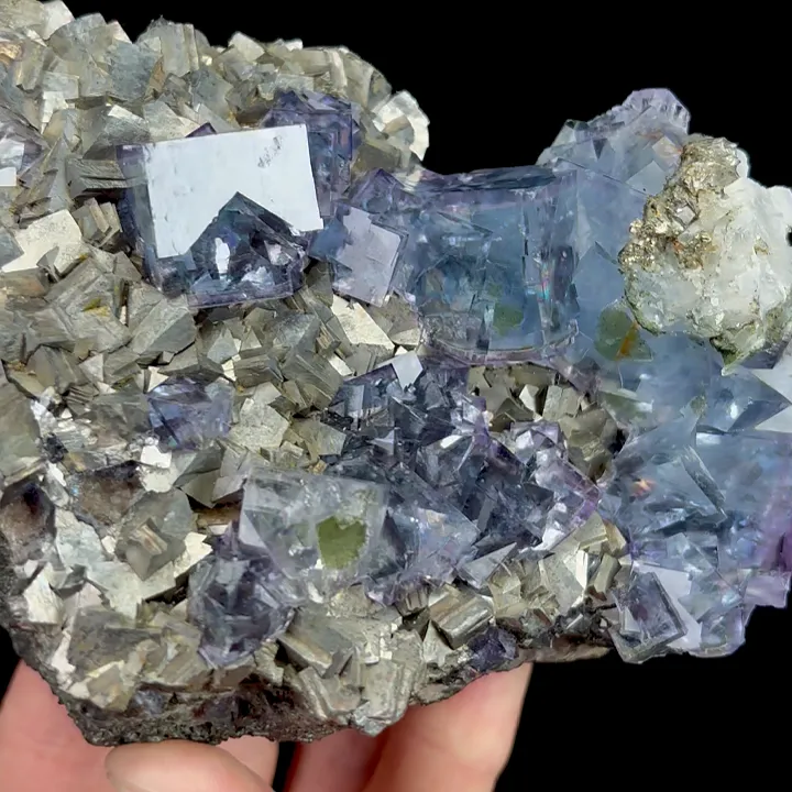 Natural Blue Cubic Fluorite and Arsenopyrite, Mineral Specimen: Yaogangxian,Hunan (115*90*60MM) - image 4