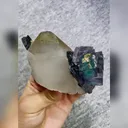 Natural Blue Cubic Fluorite and Black Wolframite and Quartz Tower Symbiosis comes from Yaogangxian,Hunan 55*90*90MM - image 7