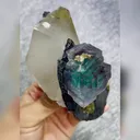 Natural Blue Cubic Fluorite and Black Wolframite and Quartz Tower Symbiosis comes from Yaogangxian,Hunan 55*90*90MM - image 2