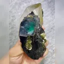 Natural Blue Cubic Fluorite and Black Wolframite and Quartz Tower Symbiosis comes from Yaogangxian,Hunan 55*90*90MM - image 8