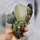 Natural Blue Cubic Fluorite and Black Wolframite and Quartz Tower Symbiosis comes from Yaogangxian,Hunan 55*90*90MM - image 6