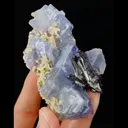 Natural Blue Cubic Fluorite and Black Wolframite Symbiosis comes from Yaogangxian,Hunan 60*85*35MM - image 2