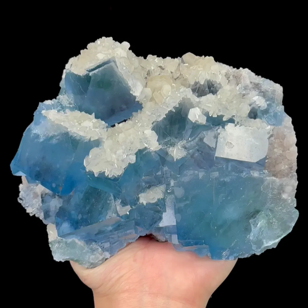 Natural Blue Cubic Fluorite and Calcite, Mineral Specimen:Fujian,China (160*130*60MM) - image 5