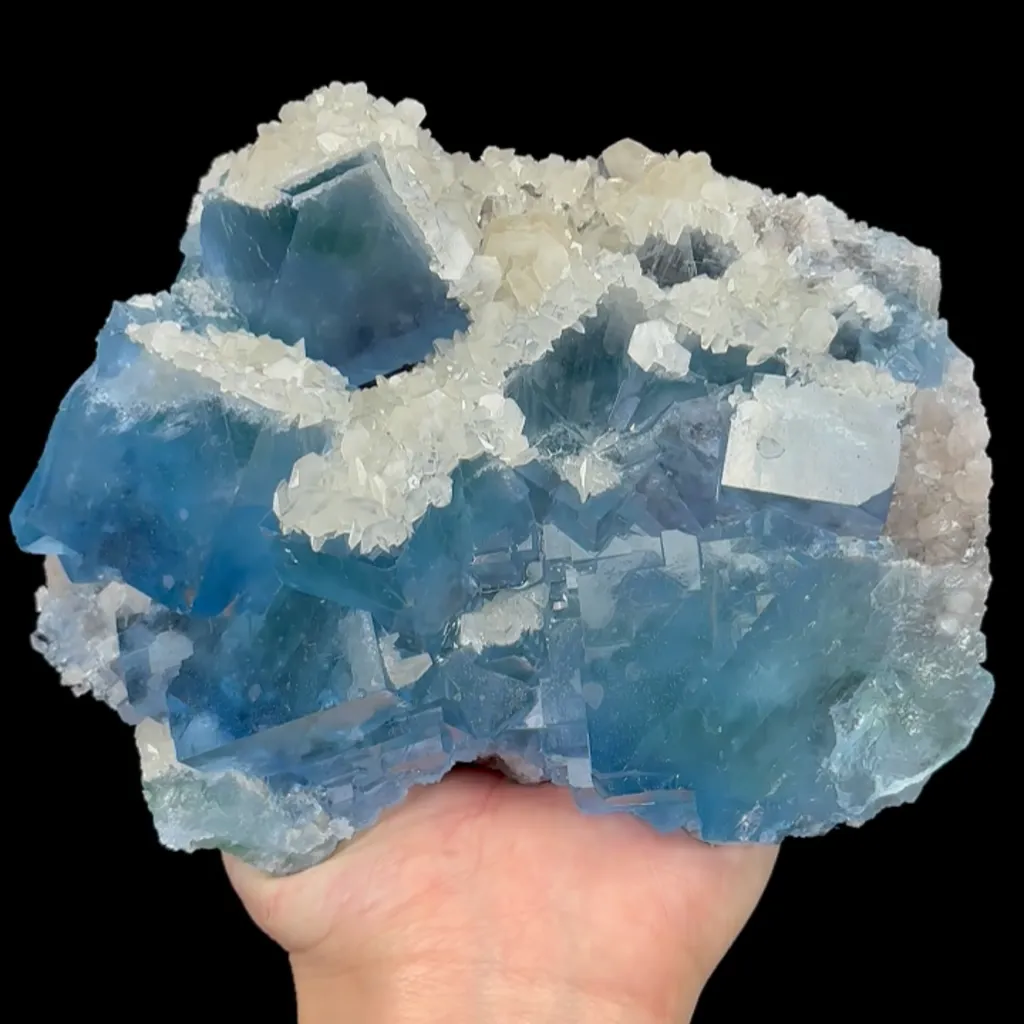 Natural Blue Cubic Fluorite and Calcite, Mineral Specimen:Fujian,China (160*130*60MM) - image 3