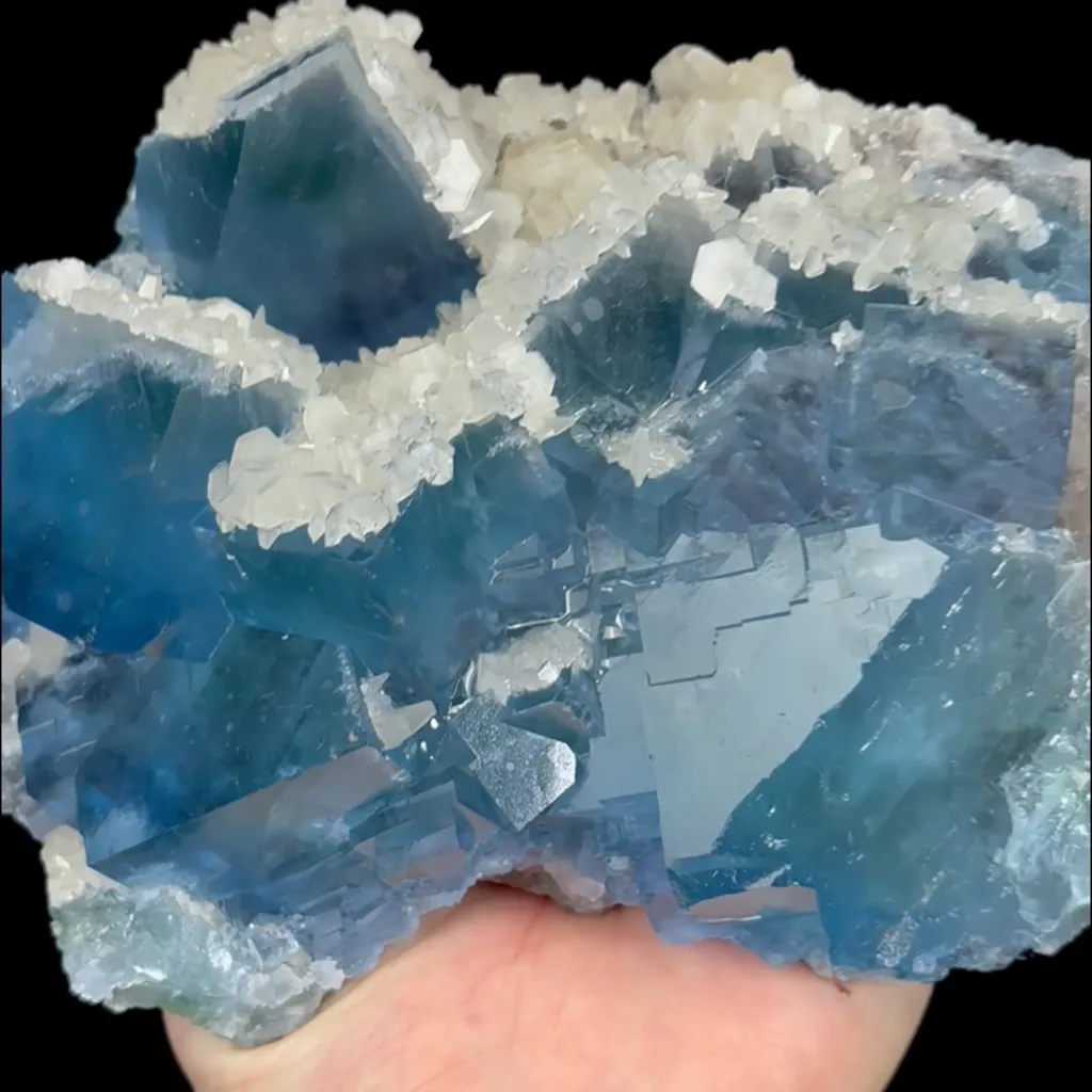 Natural Blue Cubic Fluorite and Calcite, Mineral Specimen:Fujian,China (160*130*60MM) - image 4