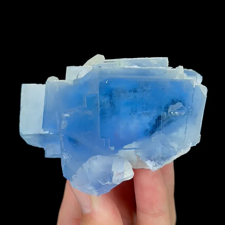 Natural Blue Cubic Fluorite and Calcite, Mineral Specimen:Yaogangxian,Hunan (75*55*50MM) - image 4