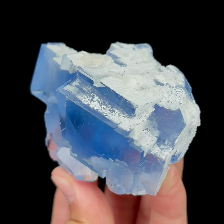 Natural Blue Cubic Fluorite and Calcite, Mineral Specimen:Yaogangxian,Hunan (75*55*50MM) - image 3