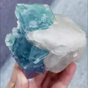 Natural Blue Cubic Fluorite and Calcite Symbiosis comes from Yaogangxian,Hunan 70*65*70MM - image 2