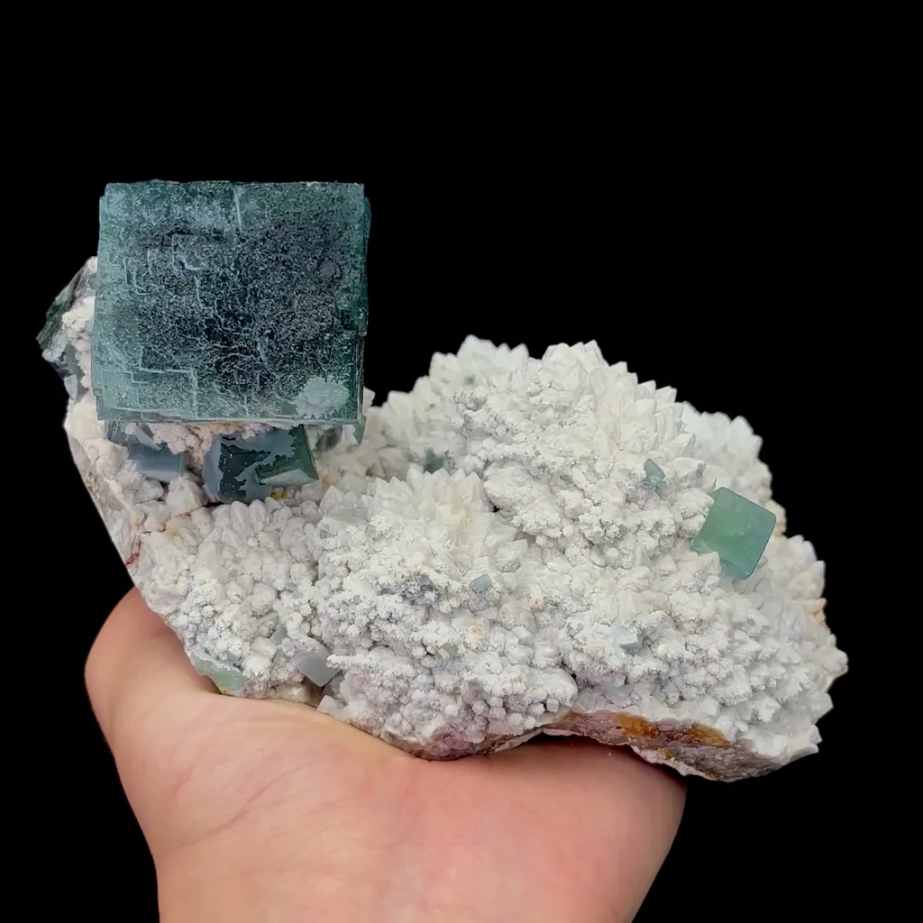 Natural Blue Cubic Fluorite and Candle Crystal Mineral Specimen,High Quality Specimen,INNER MONGOLIA,CHINA(151*100*82mm) image