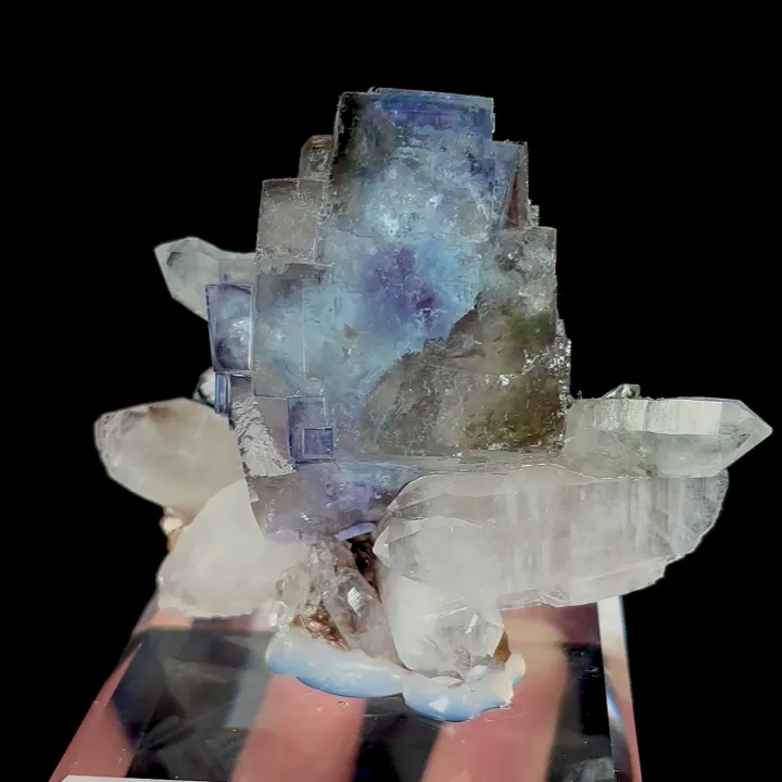Natural Blue Cubic Fluorite and Clear Quartz Cluster, Mineral Specimen:Yaogangxian,Hunan (75*55*30MM) - image 5