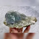 Natural Blue Cubic Fluorite and Clear Quartz Cluster Symbiosis comes from Yaogangxian,Hunan 100*55*50MM - image 6