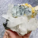 Natural Blue Cubic Fluorite and Clear Quartz Cluster Symbiosis comes from Yaogangxian,Hunan 75*70*50MM - image 2