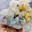 Natural Blue Cubic Fluorite and Clear Quartz Cluster Symbiosis comes from Yaogangxian,Hunan 75*70*50MM - image 3