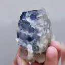 Natural Blue Cubic Fluorite and Flaky Calcite and Cacite Symbiosis comes from Yaogangxian,Hunan 35*60*30MM - image 2