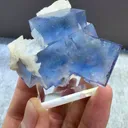Natural Blue Cubic Fluorite and Flaky Calcite Coexist comes from Yindu，Neimenggu 40*35*20MM - image 3