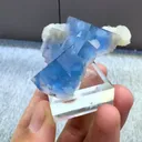 Natural Blue Cubic Fluorite and Flaky Calcite Coexist comes from Yindu，Neimenggu 40*35*20MM - image 6