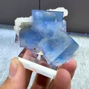 Natural Blue Cubic Fluorite and Flaky Calcite Coexist comes from Yindu，Neimenggu 40*35*20MM - image 1