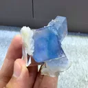 Natural Blue Cubic Fluorite and Flaky Calcite Coexist comes from Yindu，Neimenggu 40*35*20MM - image 4