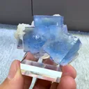 Natural Blue Cubic Fluorite and Flaky Calcite Coexist comes from Yindu，Neimenggu 40*35*20MM - image 5