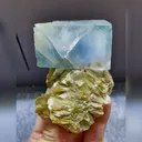 Natural Blue Cubic Fluorite and Lamellar Mica Symbiosis comes from Xuebaoding,Sichuan 60*60*90MM - image 1