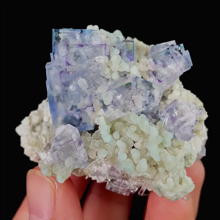 Natural Blue Cubic Fluorite and Mica, Mineral Specimen:Yaogangxian,Hunan （50*40*35MM） - image 7