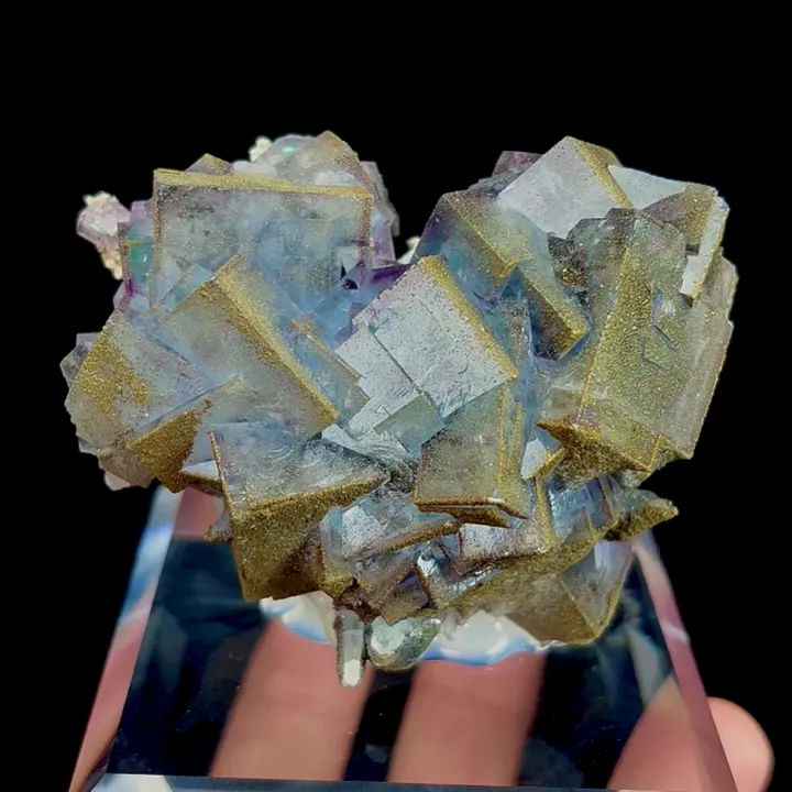 Natural Blue Cubic Fluorite and Pyrite, Mineral Specimen:Yaogangxian,Hunan (70*55*35MM) image