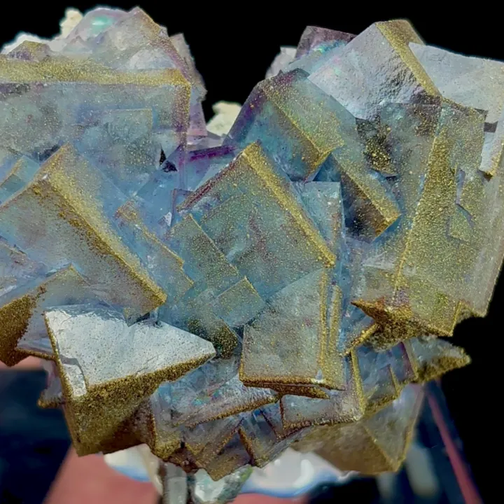 Natural Blue Cubic Fluorite and Pyrite, Mineral Specimen:Yaogangxian,Hunan (70*55*35MM) - image 4