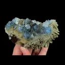 Natural Blue Cubic Fluorite and Quartz Cluster, Mineral Specimen:Shizhuyuan,Chenzhou (120*65*30MM) - image 5