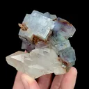 Natural Blue Cubic Fluorite and Quartz Cluster, Mineral Specimen:Yaogangxian,Hunan (60*65*40MM) - image 2