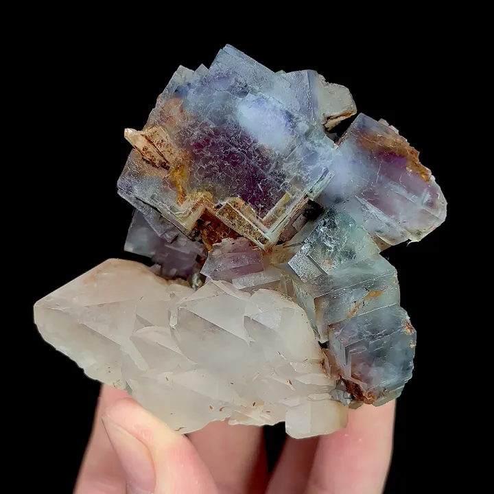 Natural Blue Cubic Fluorite and Quartz Cluster, Mineral Specimen:Yaogangxian,Hunan (60*65*40MM) - image 5