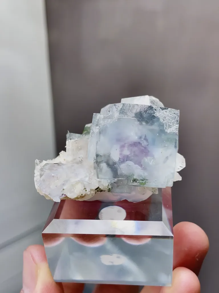 Natural Blue Cubic Fluorite and Quartz coexist comes from Yagangxian,Hunan 50*30*25MM image