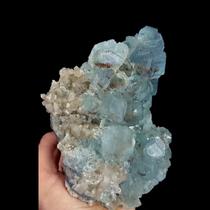 Natural Blue Cubic Fluorite and Quartz, Mineral Specimen:Fujian,China (165*110*50MM) - image 4