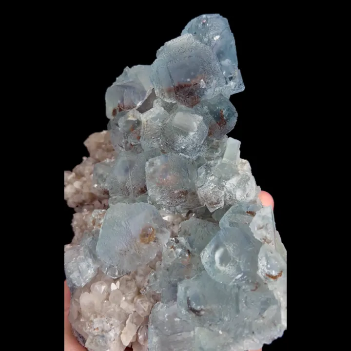 Natural Blue Cubic Fluorite and Quartz, Mineral Specimen:Fujian,China (165*110*50MM) - image 3