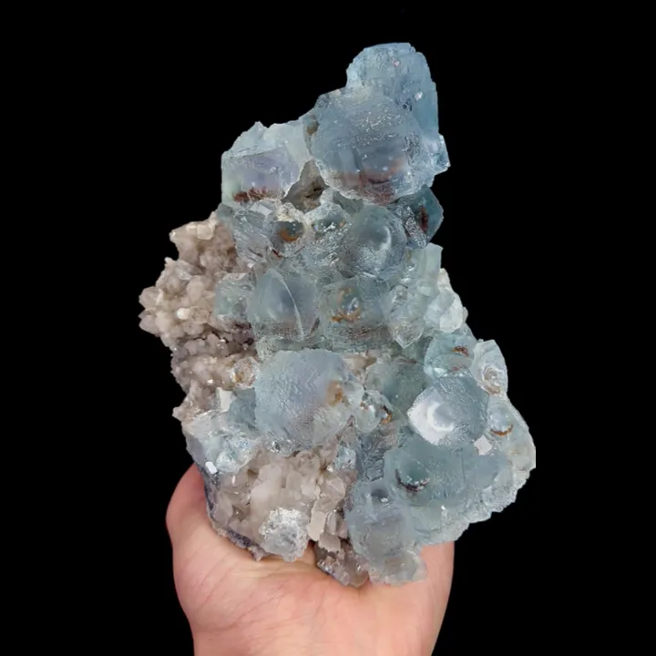 Natural Blue Cubic Fluorite and Quartz, Mineral Specimen:Fujian,China (165*110*50MM) - image 2