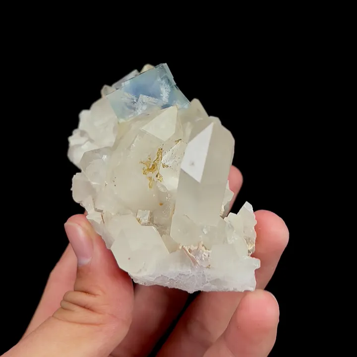 Natural Blue Cubic Fluorite and Quartz, Mineral Specimen:Yaogangxian,Hunan (100*55*55MM) - image 4