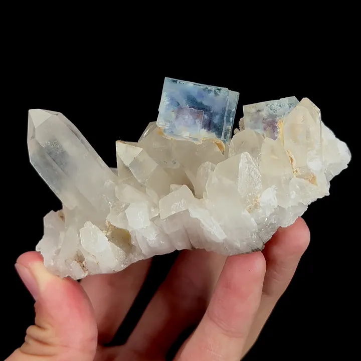 Natural Blue Cubic Fluorite and Quartz, Mineral Specimen:Yaogangxian,Hunan (100*55*55MM) - image 5