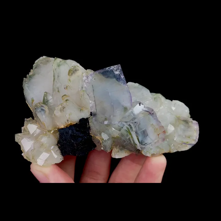 Natural Blue Cubic Fluorite and Quartz, Mineral Specimen:Yaogangxian,Hunan (100*65*30MM) - image 6
