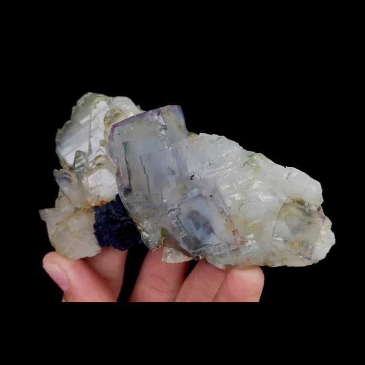 Natural Blue Cubic Fluorite and Quartz, Mineral Specimen:Yaogangxian,Hunan (100*65*30MM) image