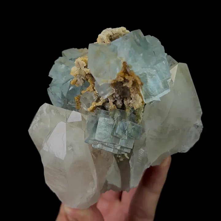 Natural Blue Cubic Fluorite and Quartz, Mineral Specimen:Yaogangxian,Hunan (100*75*100MM) - image 2